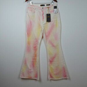 Lee Tie Dye Flare Jeans Women's Size 32 Denim High Rise Boho 70s Festival
